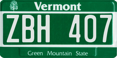 VT license plate ZBH407