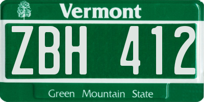 VT license plate ZBH412