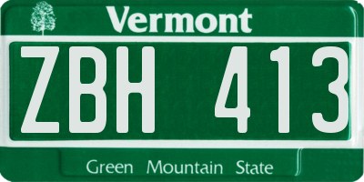 VT license plate ZBH413