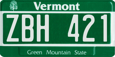 VT license plate ZBH421
