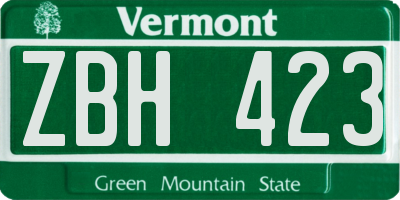 VT license plate ZBH423