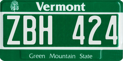 VT license plate ZBH424