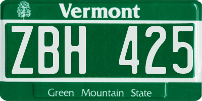 VT license plate ZBH425