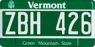 VT license plate ZBH426