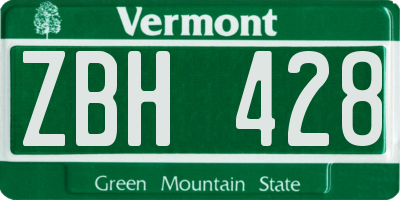 VT license plate ZBH428