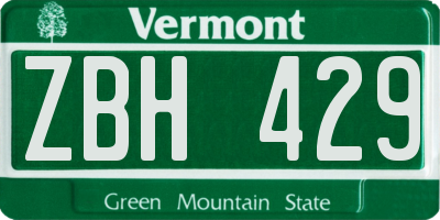 VT license plate ZBH429