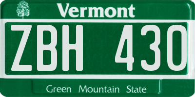 VT license plate ZBH430