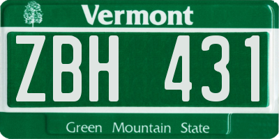 VT license plate ZBH431