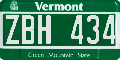 VT license plate ZBH434