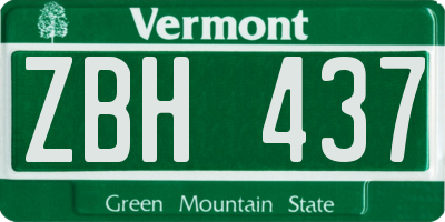 VT license plate ZBH437