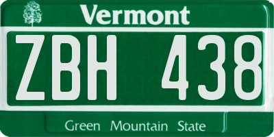 VT license plate ZBH438