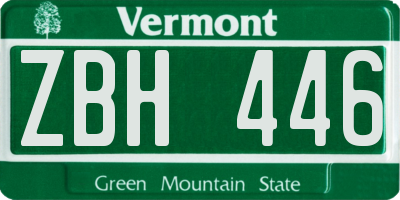VT license plate ZBH446