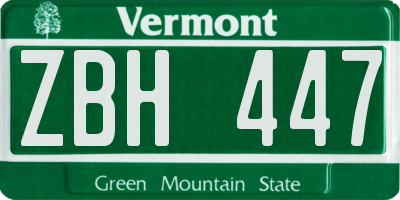 VT license plate ZBH447