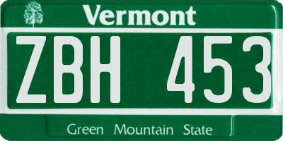 VT license plate ZBH453
