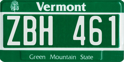 VT license plate ZBH461