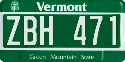 VT license plate ZBH471