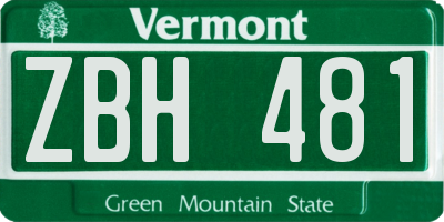 VT license plate ZBH481