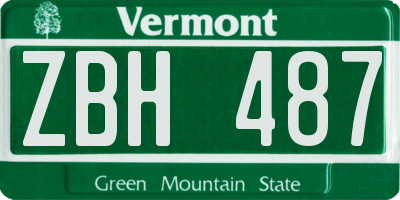 VT license plate ZBH487