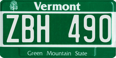 VT license plate ZBH490