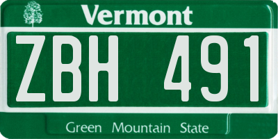 VT license plate ZBH491