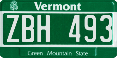 VT license plate ZBH493