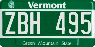 VT license plate ZBH495