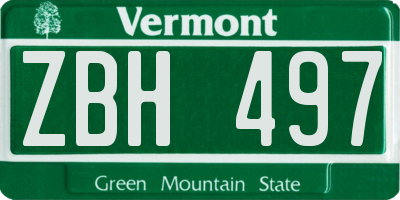 VT license plate ZBH497