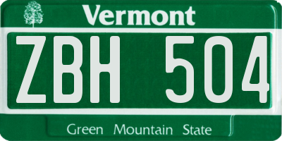 VT license plate ZBH504