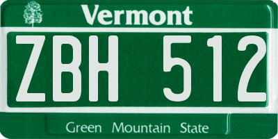 VT license plate ZBH512