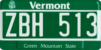 VT license plate ZBH513
