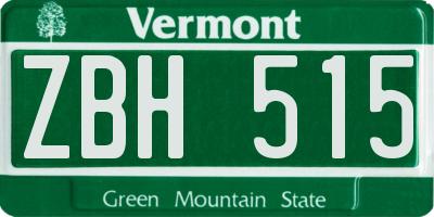VT license plate ZBH515