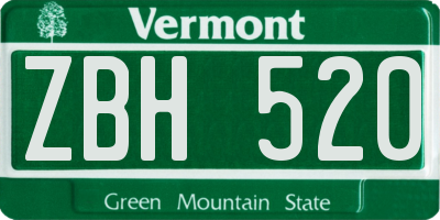 VT license plate ZBH520