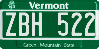 VT license plate ZBH522