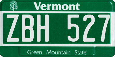 VT license plate ZBH527