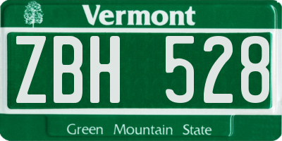VT license plate ZBH528