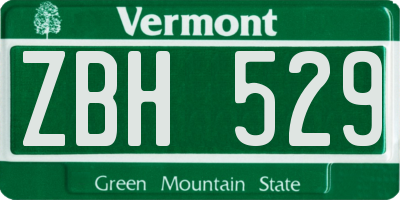 VT license plate ZBH529