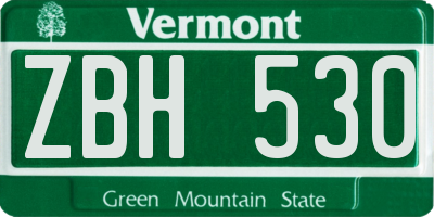 VT license plate ZBH530