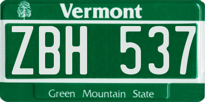 VT license plate ZBH537