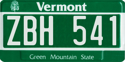 VT license plate ZBH541