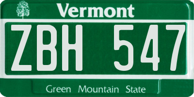 VT license plate ZBH547