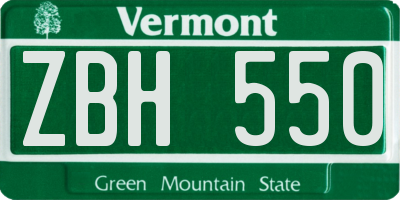 VT license plate ZBH550