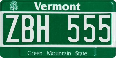 VT license plate ZBH555