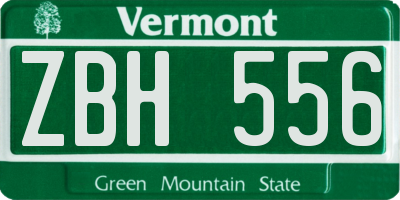 VT license plate ZBH556