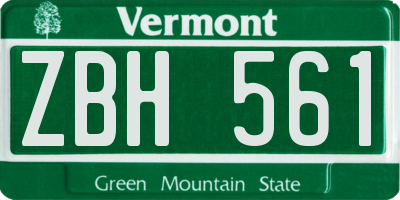 VT license plate ZBH561