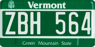 VT license plate ZBH564