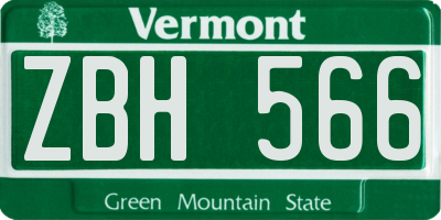 VT license plate ZBH566