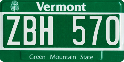VT license plate ZBH570