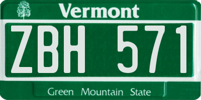 VT license plate ZBH571
