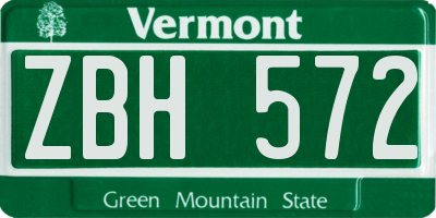 VT license plate ZBH572