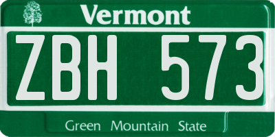 VT license plate ZBH573